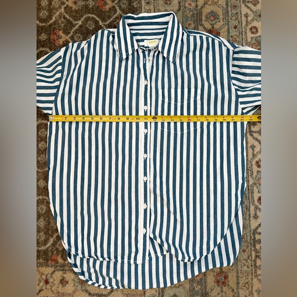 Anthropologie Maeve Blue and White Striped Button Down Shirt - Picture 5 of 6